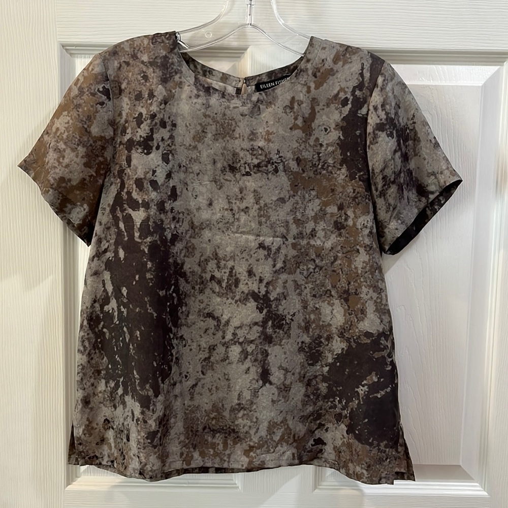EILEEN FISHER Silk Tidewater Printed Top